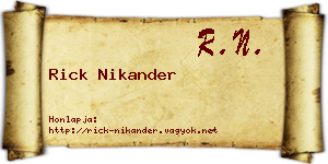Rick Nikander névjegykártya
